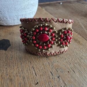 Handcrafted Beaded Leather Bracelet